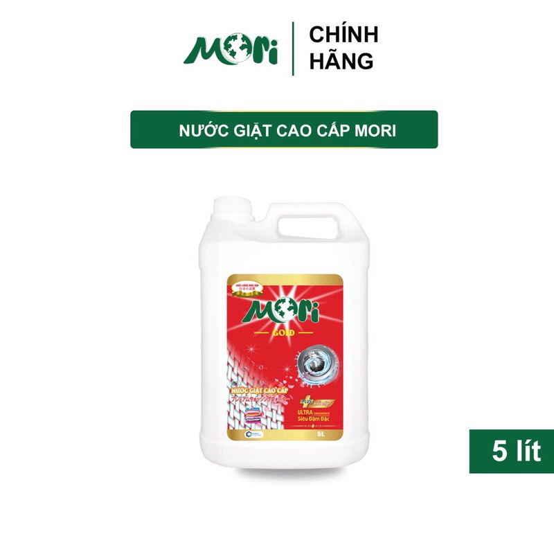 Nước giặt MORI can 5L, nước giặt đậm đặc hương Comfor, lovely, enchanter, gold giặt sạch sâu, lưu hương bền lâu