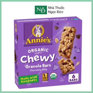 Ngũ Cốc Ăn Sáng Socola Chip Dạng Thanh Hữu Cơ Annie's Organic Chocolate Chip Chewy Granola Bars, Hộp 6 Thanh, Thanh 25g
