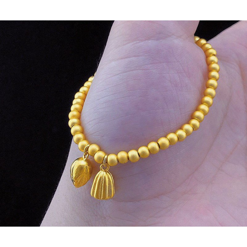 Lắc tay nữ kiểu bi mạ 24k hình đài sen và hoa sen LB02