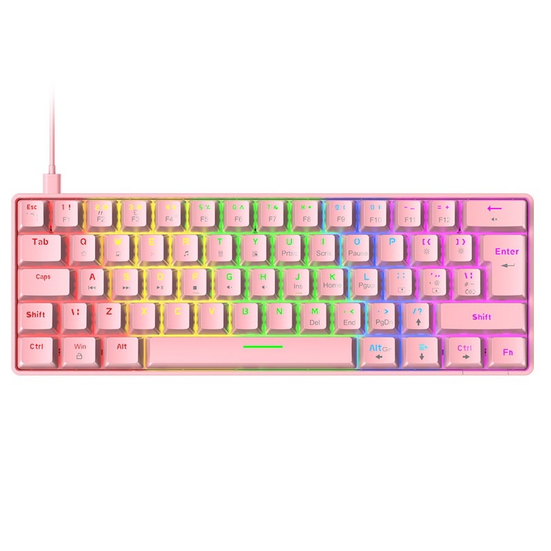 Bàn Phím Cơ Ziyoulang T60 62 phím có dây led RGB dành cho PC, laptop cực nhỏ gọn, dây cáp rời
