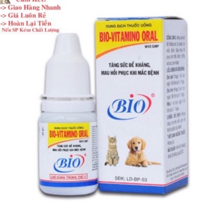 BIO VITAMINO TĂNG SỨC ĐỀ KHÁNG CHO PET THÚ CƯNG CHÓ MÈO chai 10ml