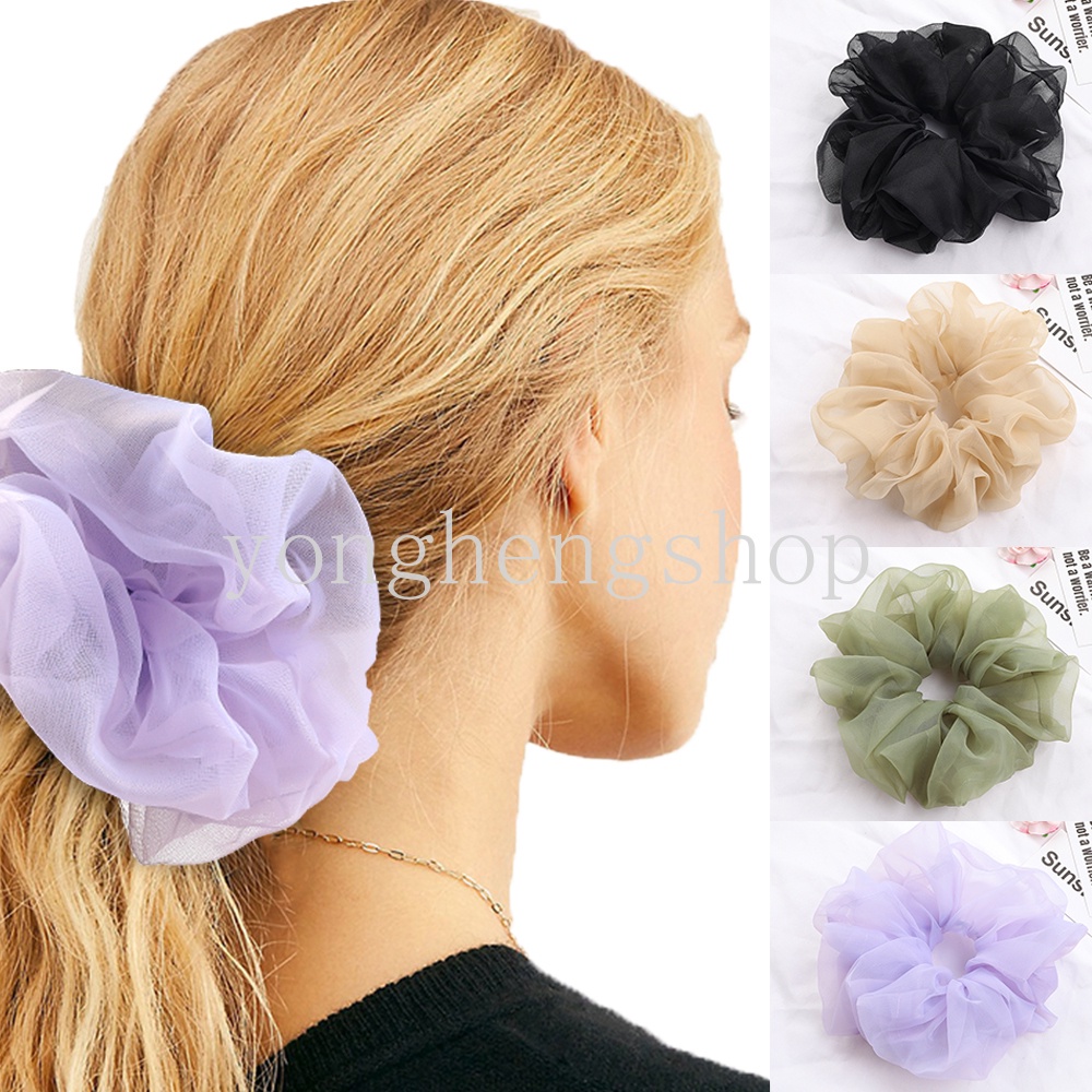 Dây Buộc Tóc Vải Voan Co Giãn Cỡ Lớn Thời Trang Cho Nữ