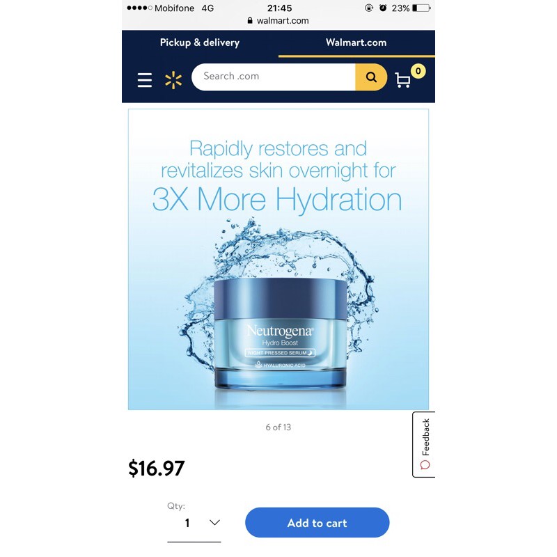 Tinh chất dưỡng ẩm da ban đêm Neutrogena Hydro Boost Night Pressed Serum 48g Hàng Mỹ