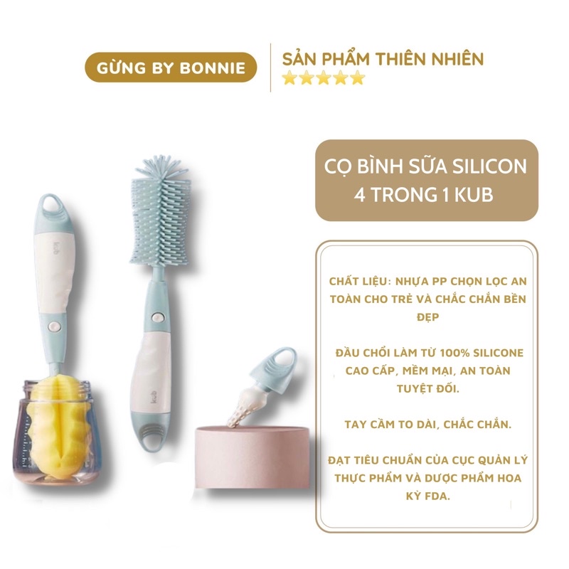 Cọ bình sữa silicon 4 trong 1 Kub cao cấp