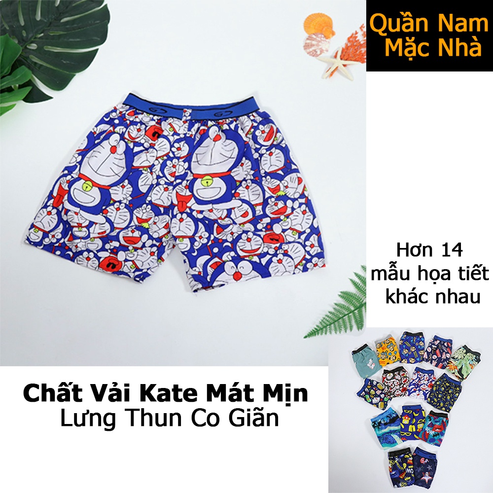 Quần đùi ngủ nam, quần mặc nhà đẹp cho nam Lưng Thun co giãn thoải mái, chất liệu Kate Cao Cấp - Màu ngẫu nhiên