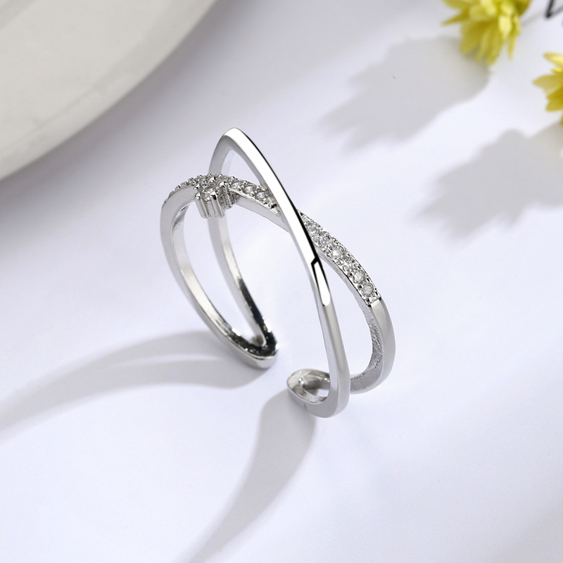 MANYUE Nhẫn Hở Đính Đá Lấp Lánh Phong Cách Hàn Quốc Cho Nữ