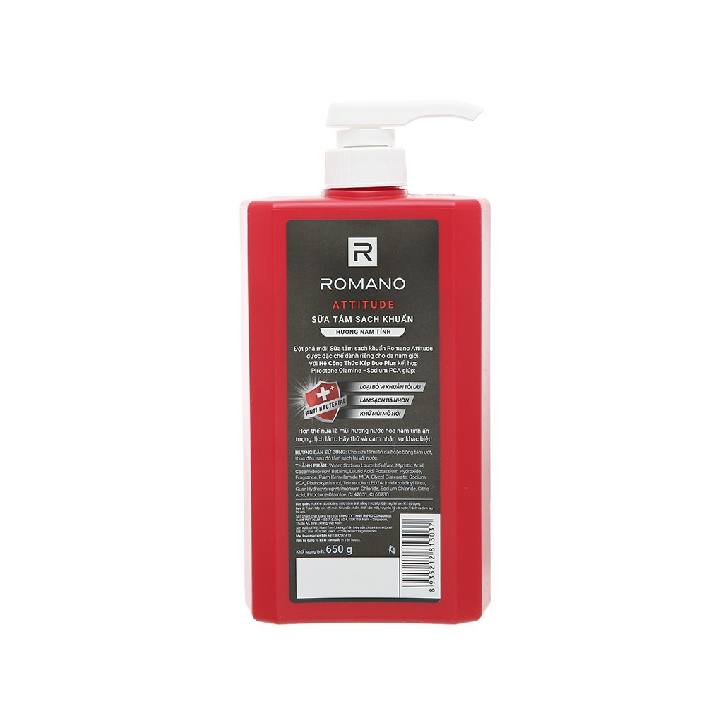 Sữa tắm sạch khuẩn Romano Attitude 650g