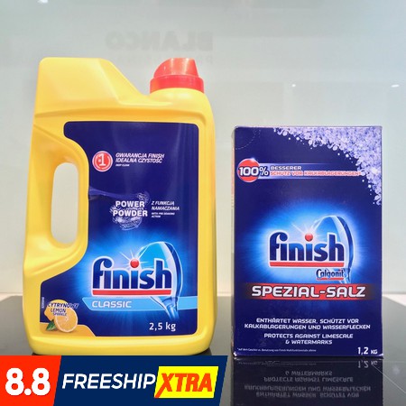 Combo Bột rửa bát Finish 2.5kg + Muối Finish 1.2kg