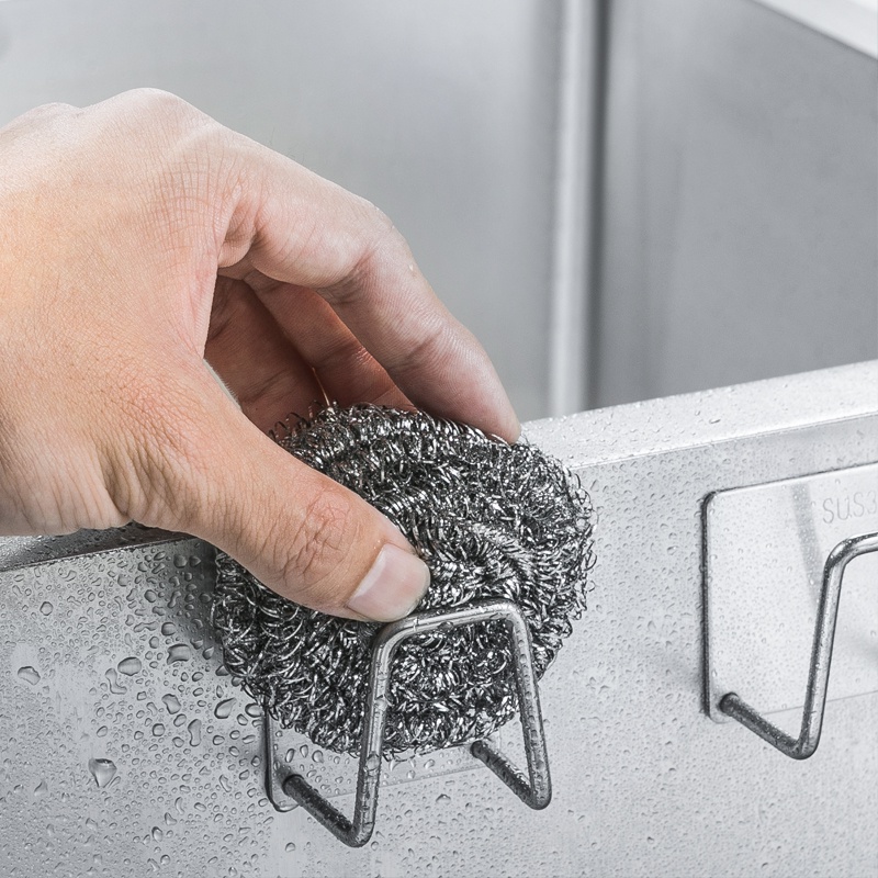 Giá gắn tường bằng thép không gỉ không đục lỗ để ráo nước miếng xốp rửa bát đĩa