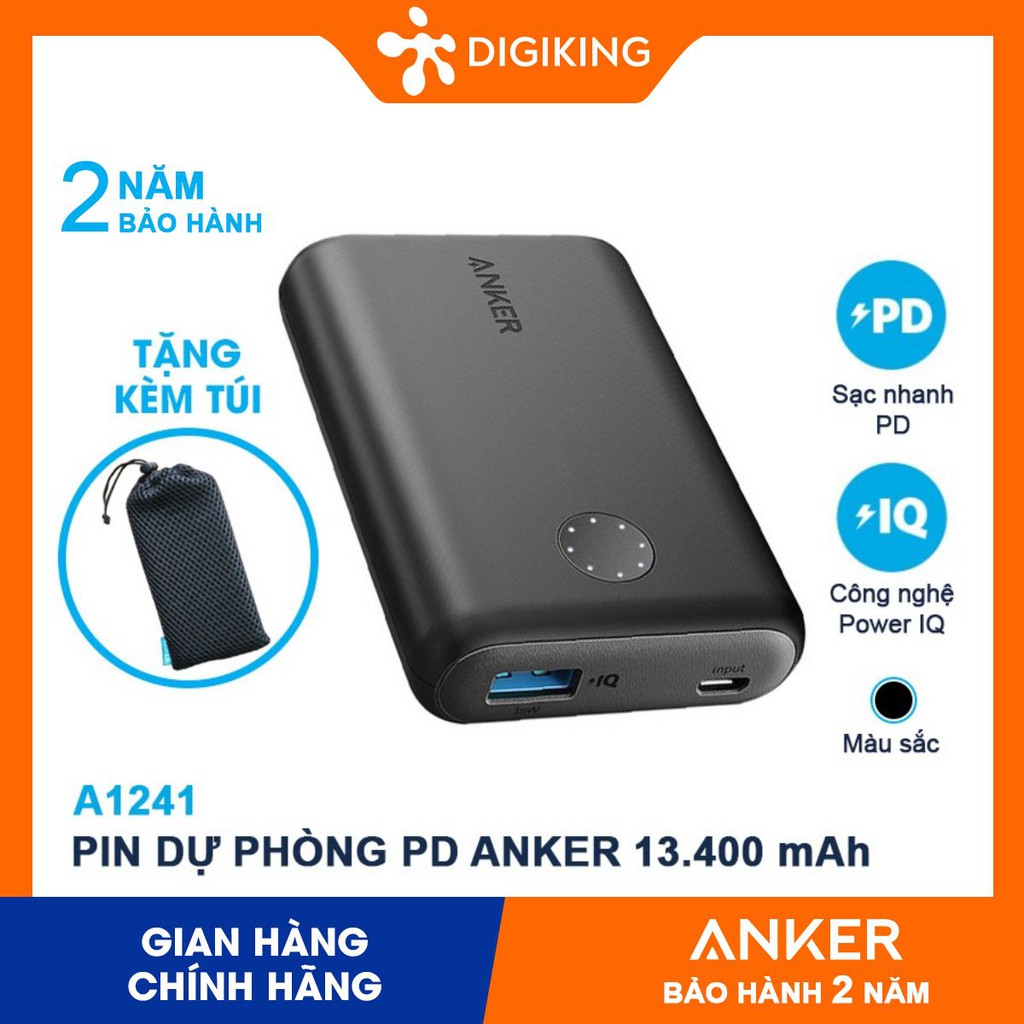 Pin dự phòng 2 cổng PD dung lượng 13.400mAh ANKER A1241