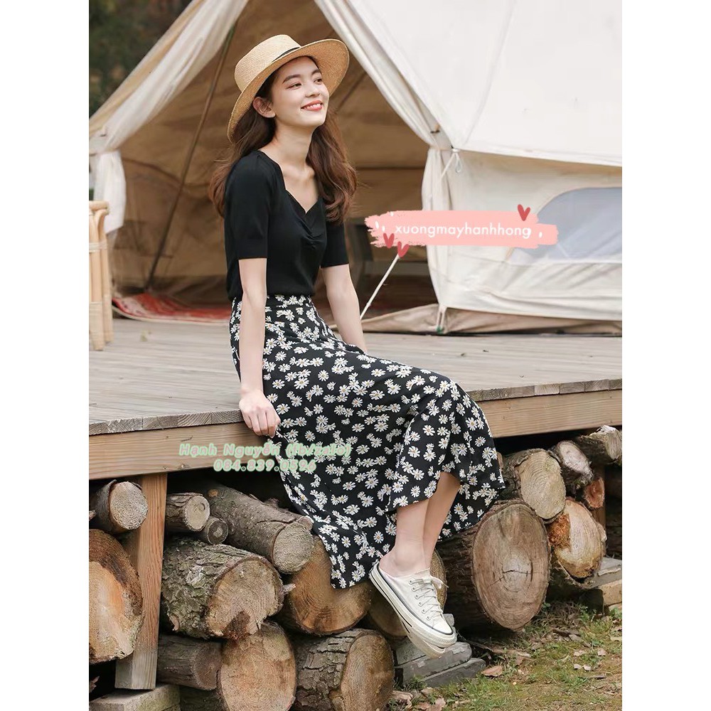 [ Mã WASTAPR giảm 10K đơn 50K] Chân váy hoa cúc Ulzzang trẻ trung - Chân váy hoa nhí dáng dài - Xưởng May Hạnh Hồng | BigBuy360 - bigbuy360.vn
