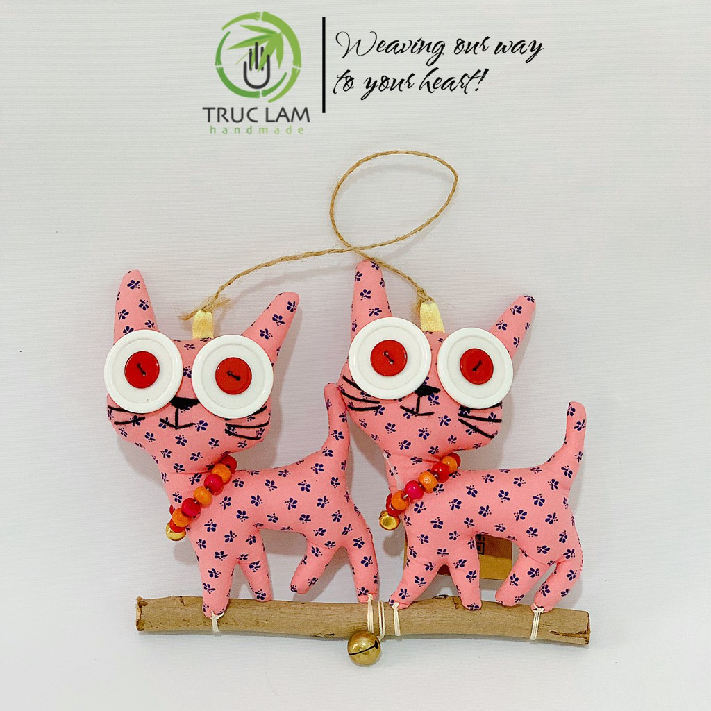 Phụ Kiện Decor Trang Trí Nội Thất Hình 2 Con Mèo - Trúc Lâm Handmade