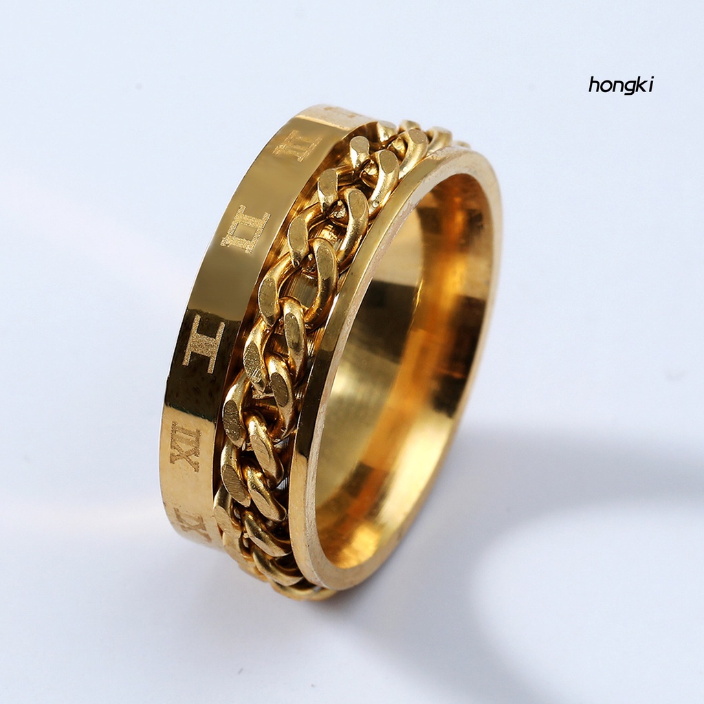 Nhẫn Thép Không Gỉ Khắc Số La Mã Thời Trang Cho Nam