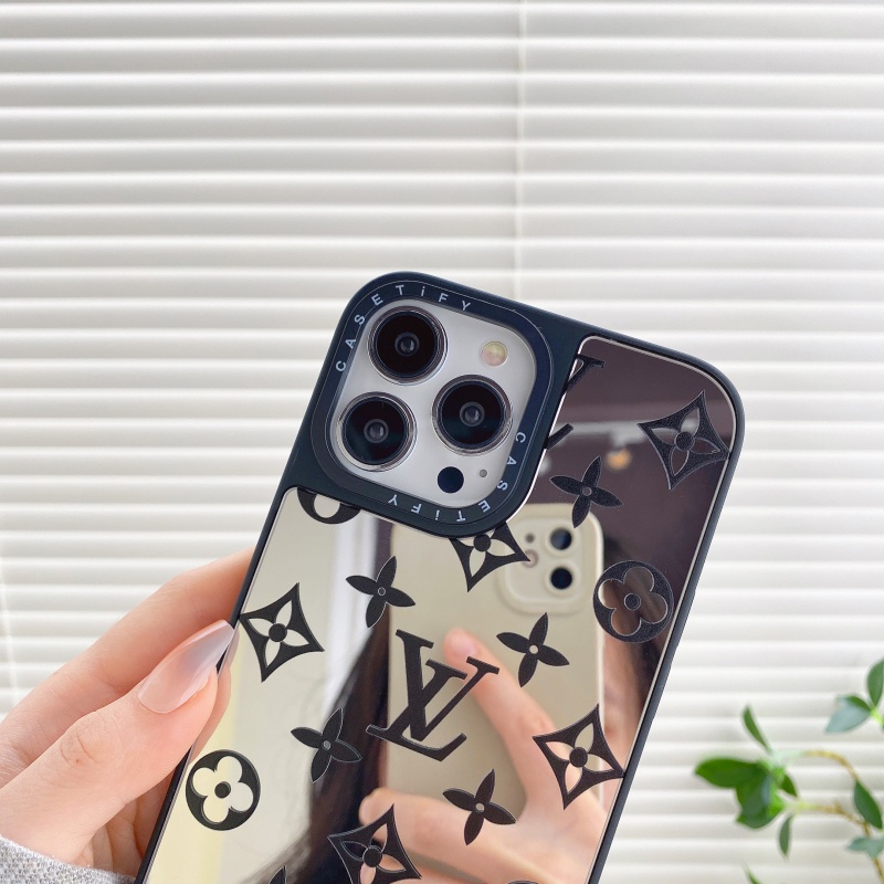Ốp Điện Thoại Mặt Gương Chống Sốc Chống Rơi Họa Tiết Lv Cho iPhone 13 12 11 Pro Max Mini XS XR X