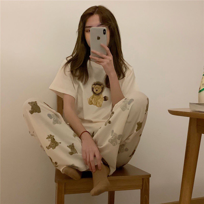 Quần Ngủ Mùa Hè Dáng Suông Thoải Mái In Hình Động Vật Dễ Thương Phong Cách Hàn Quốc | BigBuy360 - bigbuy360.vn