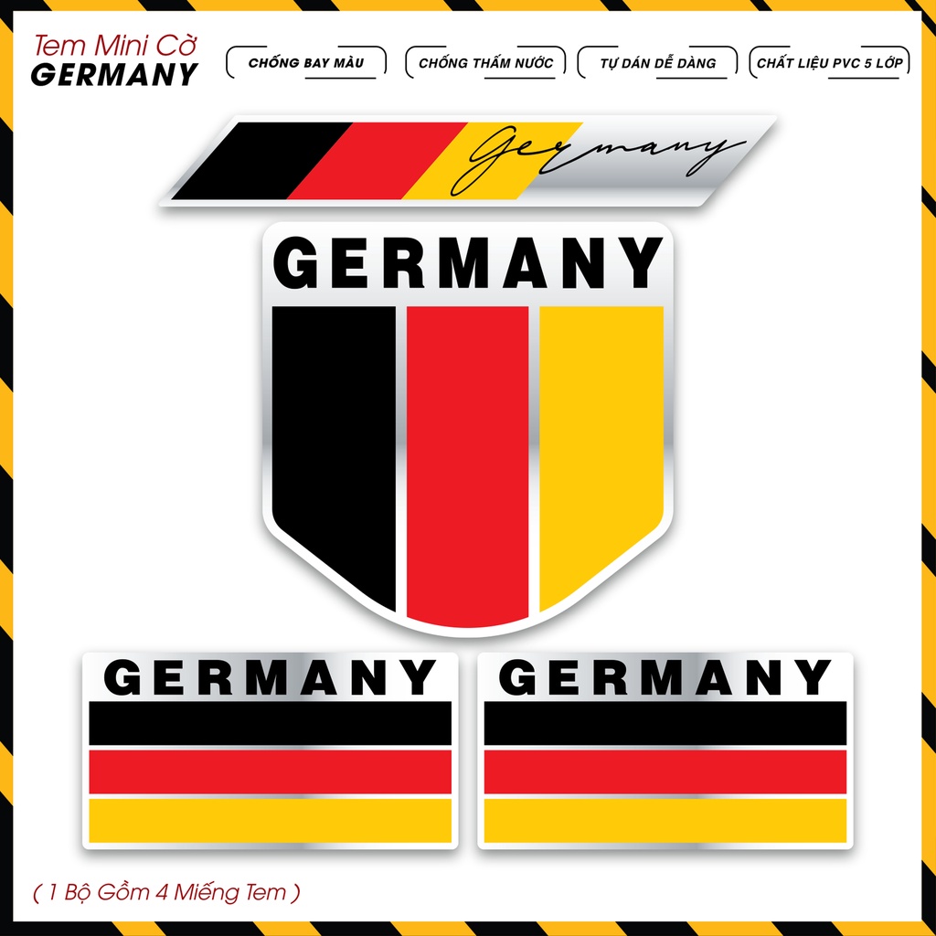 Sticker Logo Cờ Đức Dán Xe Máy, Xe Điện, Nón Bảo Hiểm | MN05GERMANY | Chất Liệu Tem Chống Nước, Bền Màu