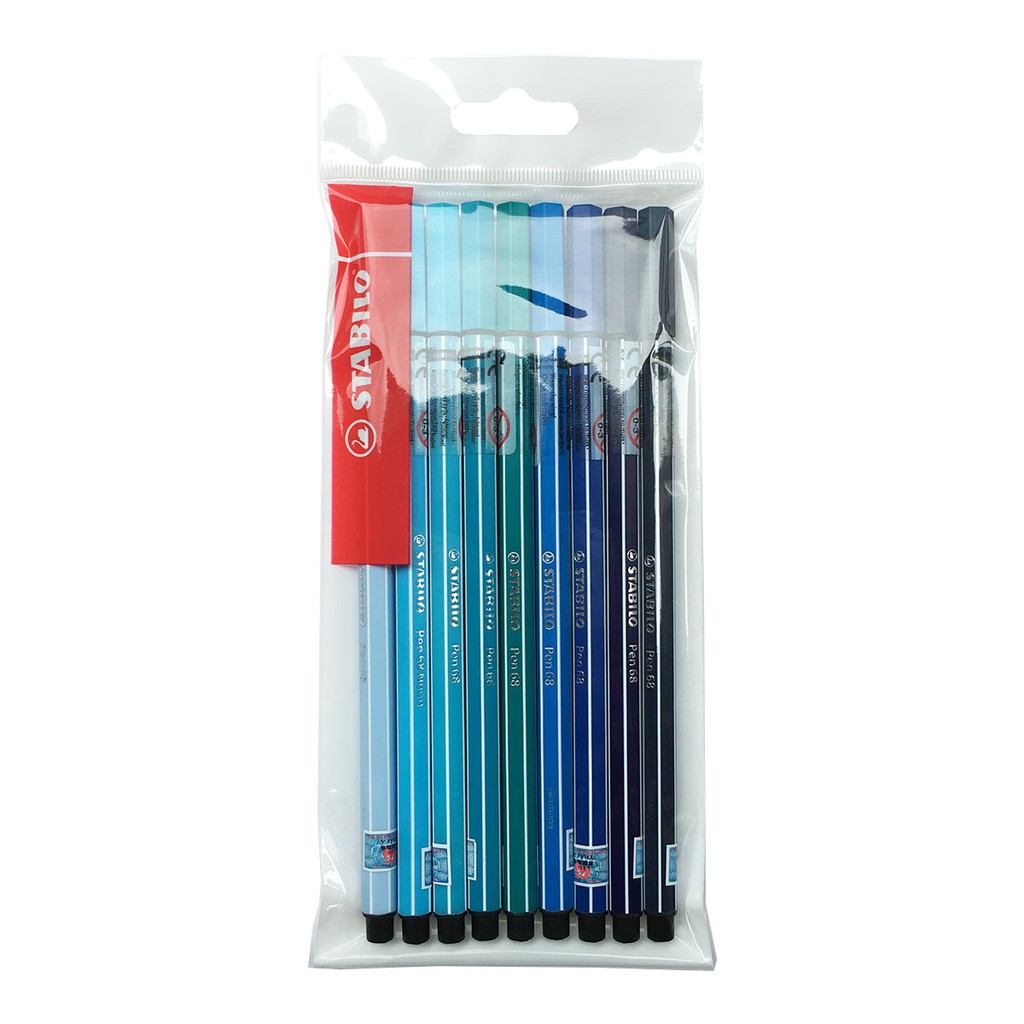 Bộ 9 bút lông STABILO Pen 68 1.0mm tông màu xanh (PN68/BU-C9)
