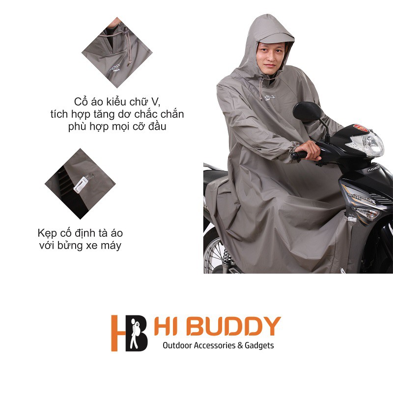 Áo Mưa RANDO Cosy APPS-16 - Free size - Nhựa PVC cao cấp | Áo Mưa Không Ướt Ống Quần | Hibuauto