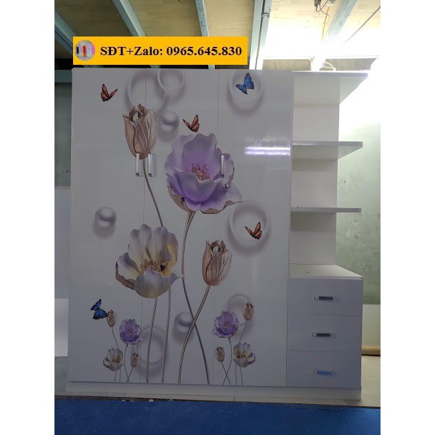 Tủ Nhựa Đài Loan 3 Cánh 1 Kệ In 3D N015