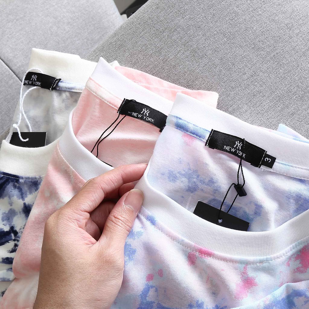 SALE BIGSIZE - Áo thun cotton vải loang màu hỗn hợp in lụa NY nam bigsize &lt; 120kg mặc đẹp