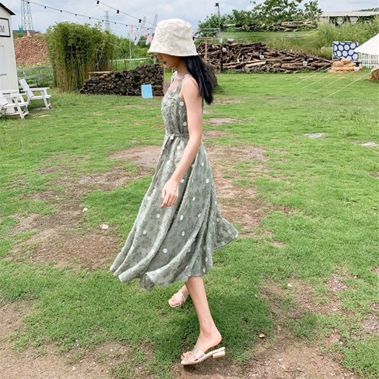 AMOI Đầm Chiffon Hai Dây Phong Cách Cổ Điển Thời Trang Đi Biển Dành Cho Nữ 2022