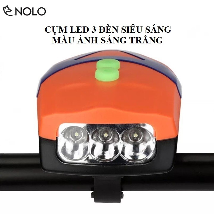 Bộ 2 Đèn Chiếu Sáng 3 Bóng Led Có Còi Hú 80dB Dành Cho Xe Đạp