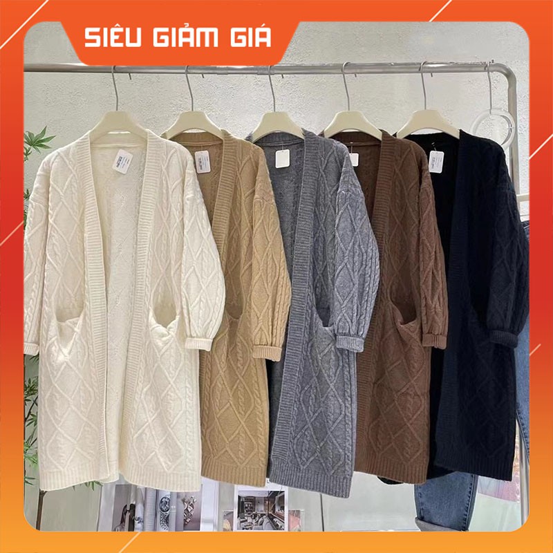 Áo Khoác Cardigan Len Thừng 2 Túi Dáng Dài M302-Teen 888