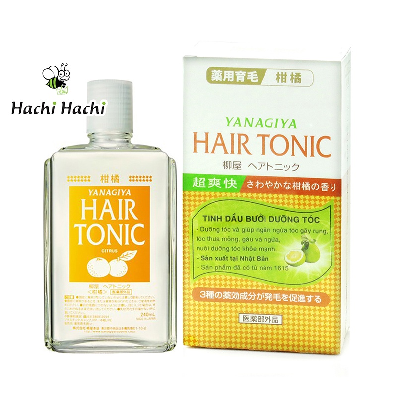 Tinh dầu Bưởi dưỡng tóc, ngăn tóc gãy rụng Hair Tonic Yanagiya 240ml - Hachi Hachi Japan Shop