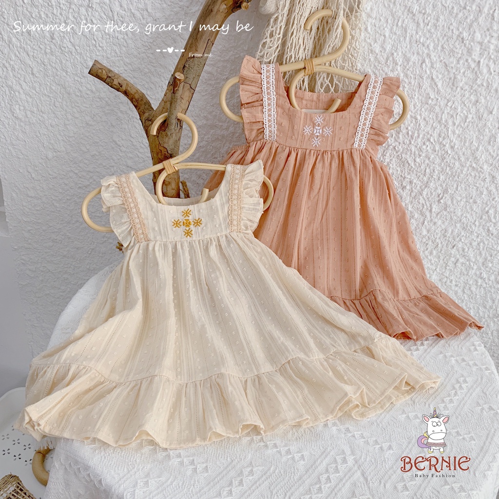 Váy ren baby doll thêu ngực xinh xắn cho bé gái