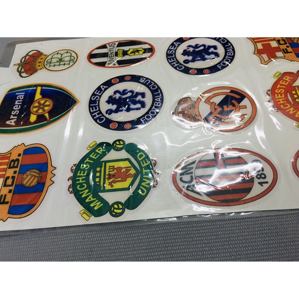 [FAN CLUB] Trọn bộ 12 tem câu lạc bộ yêu thích hiện nay, tem phũ lớp nhựa dẻo LOGO câu lạc bộ bóng đá