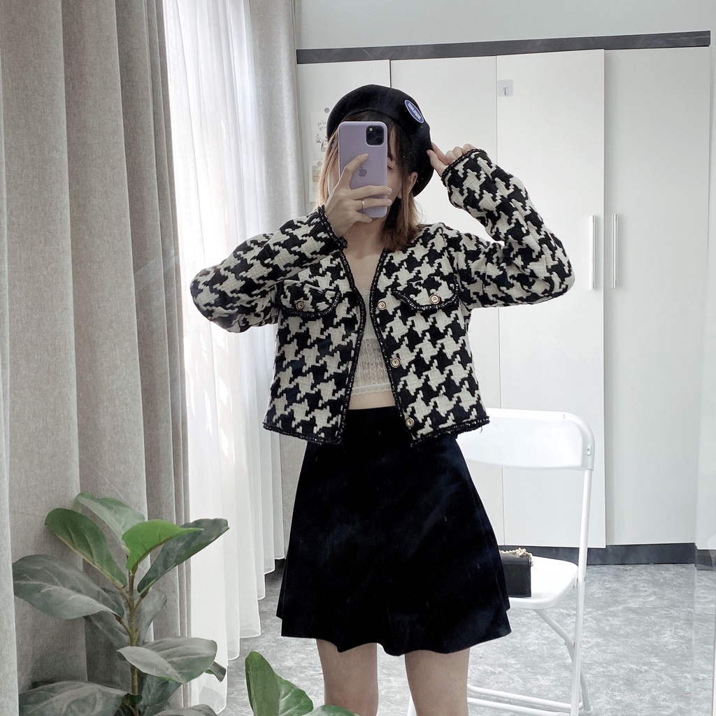 ÁO DẠ TWEED, ÁO KHOÁC DẠ NỮ THIẾT KẾ HỌA TIẾT RICZAC | BigBuy360 - bigbuy360.vn