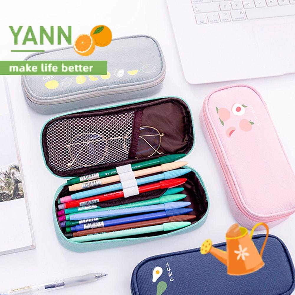 Túi đựng bút bằng vải oxford sức chứa lớn in họa tiết trái cây sáng tạo