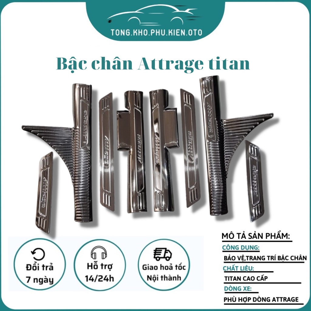 Ốp bậc cửa, Nẹp bước chân trong, ngoài xe Attrage 2015-2016-2017-2018-2019-2020-2021-2022 – Mẫu Titan