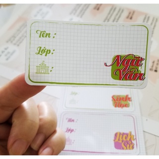 Nhãn vở, Nhãn Vở Môn Học viết sẵn cấp 2, cấp 3, nhãn trống - Sticker Ham Học