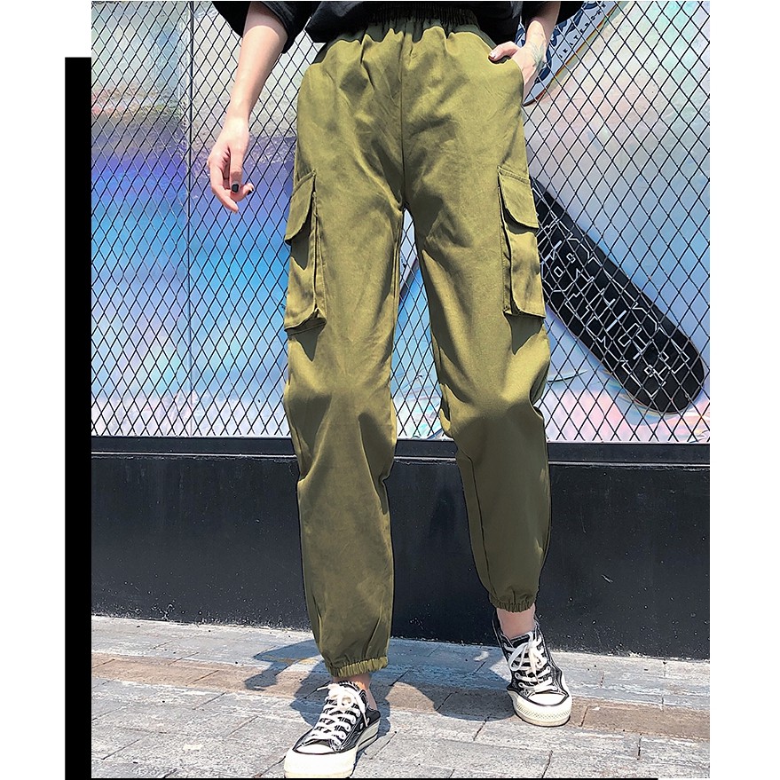 Quần dài thể thao lưng cao ống rộng phong cách Hàn Quốc cho nữ | BigBuy360 - bigbuy360.vn