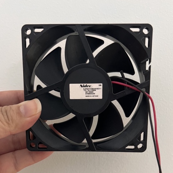 Quạt Nidec DC 12V - 2 dây (hình vuông 9x9cm) thay thế quạt gió tủ lạnh, Quạt tản nhiệt cho các thiết bị điện tử