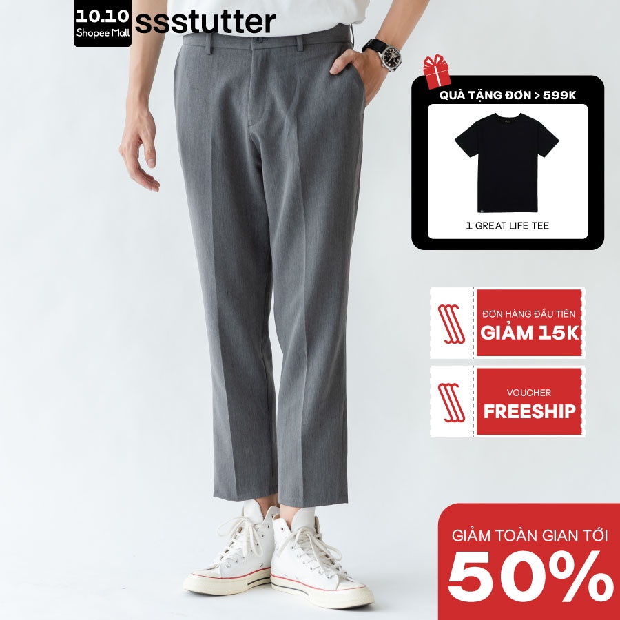 Quần âu nam ống đứng SSSTUTTER quần dáng suông dài đến mắt cá chân Vải dệt thoi 5 màu Great Life Pants ver.1 - Hàng nhập