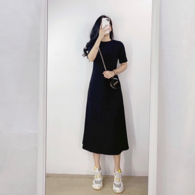 Váy maxi cộc tay chất bozip co dãn | BigBuy360 - bigbuy360.vn