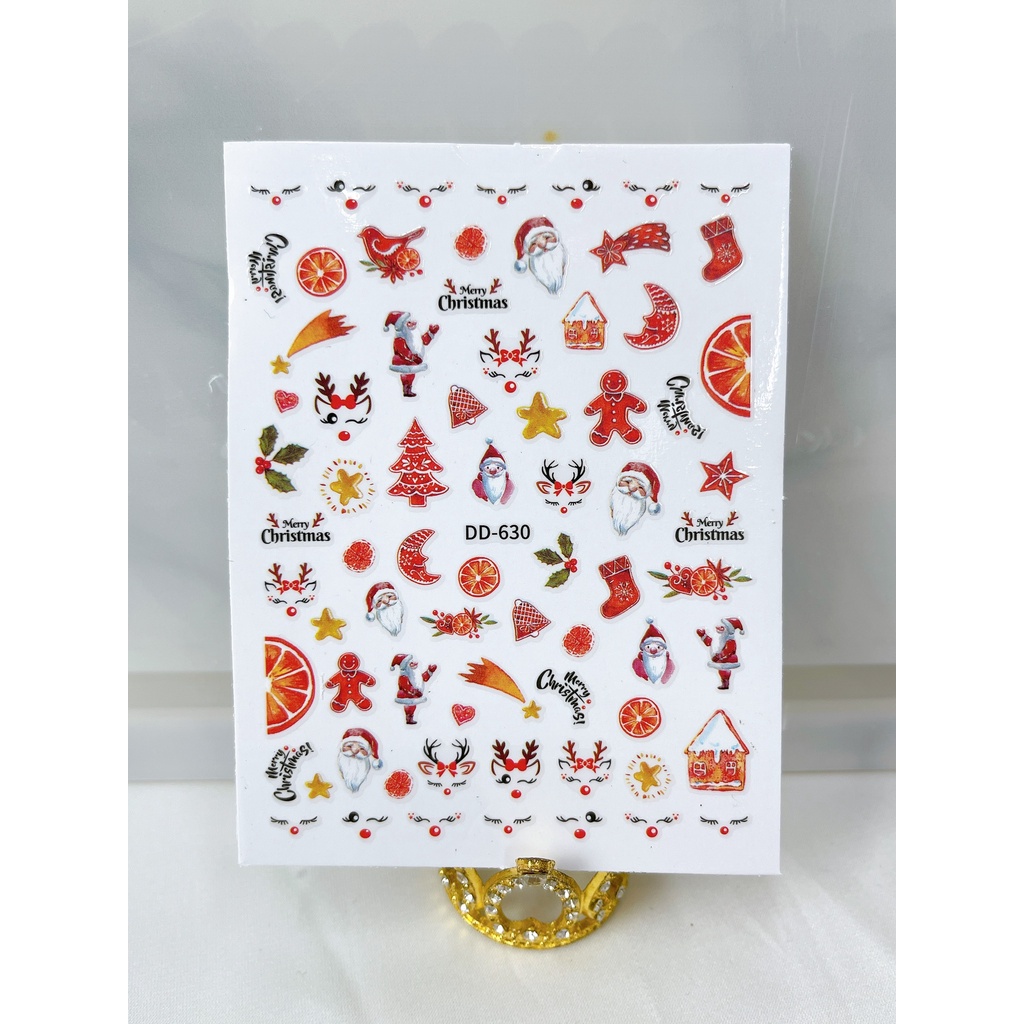 Sticker Ông Già Noel, Bông Tuyết Mẫu Mới- Trang Trí Móng Nail Nghệ Thuật Mùa Giáng Sinh 2022