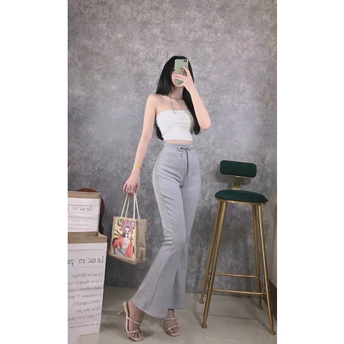 quần thun ống loe dây rút siêu đẹp, lưng ( cạp) siêu cao, dày dặn chuẩn form , hình thật kèm video