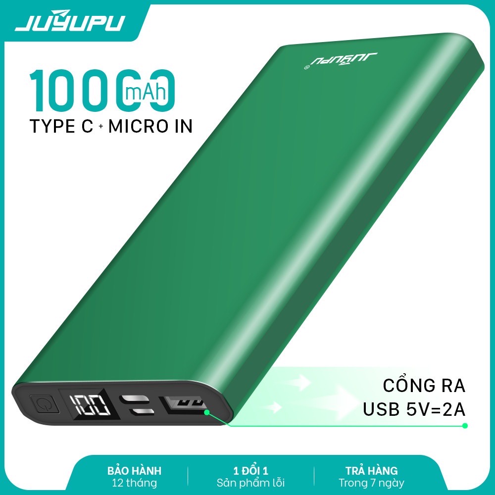 Sạc dự phòng JUYUPU PR-6C 20000mAh/PR-5C 10000mAh,màn hình LED chính hãng Cho iPhone Samsung OPPO XIAOMI cục sạc dự va..