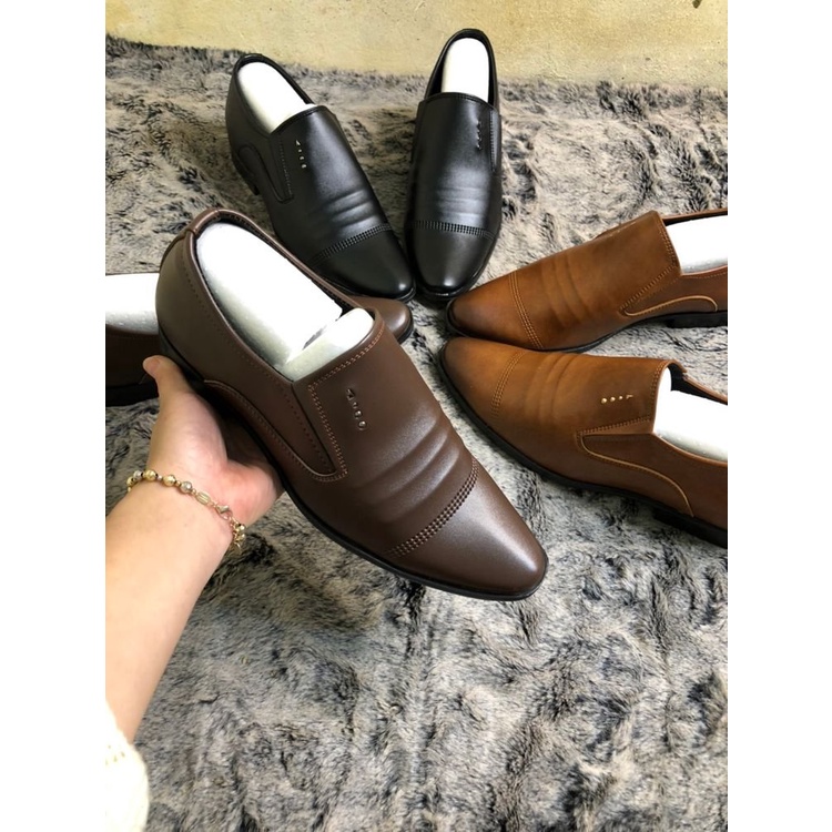 Giày da nam tăng chiều cao 6cm da mềm cao cấp, giày tây nam công sở đế khâu chắc chắn
