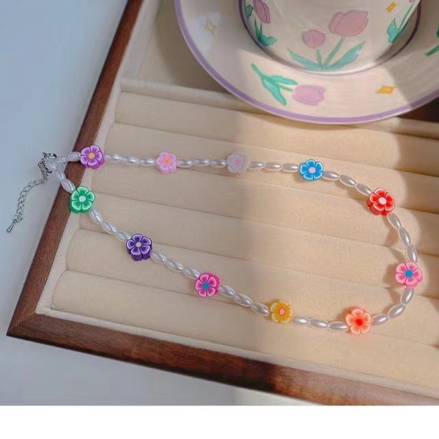 Vòng cổ iF YOU mặt hoa đất sét nhiều màu sắc phong cách Hàn Quốc dành cho nữ