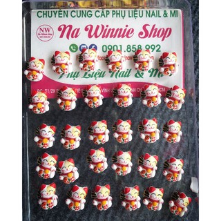 Mèo bột thần tài gắn móng(1 con)