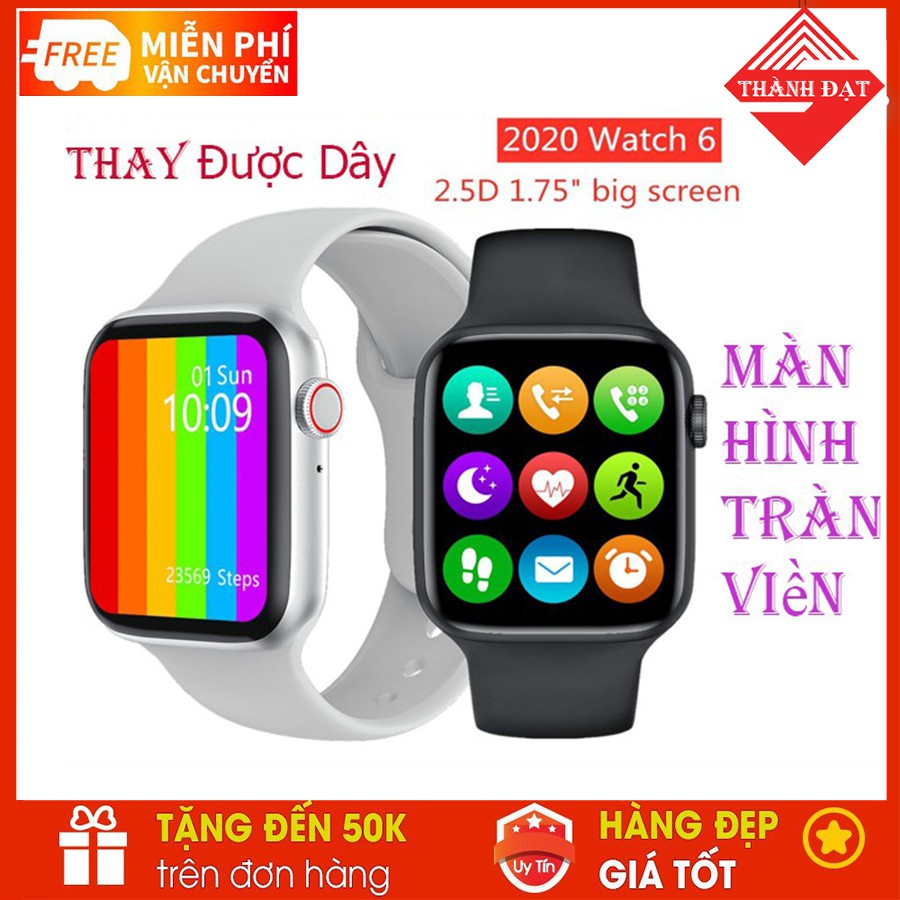 [Mã ELMS5 giảm 7% đơn 300K] Đồng Hồ Thông Minh Watch 6 Series 6 W26 bluetooth 5.0 Theo dõi sức khỏe Kháng nước IP68