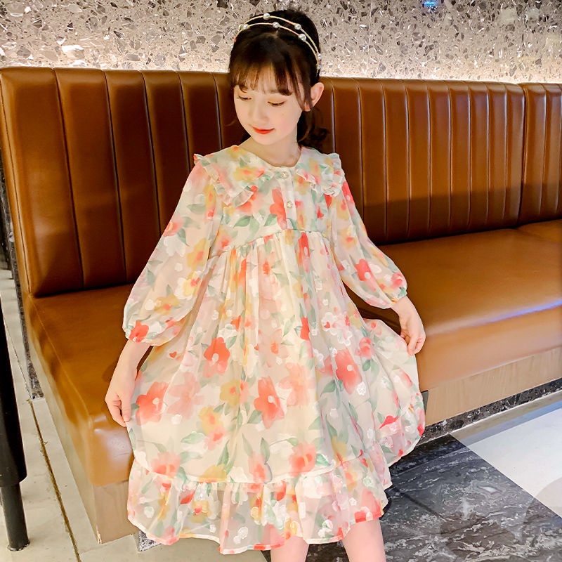 Đầm Chiffon Phong Cách Hàn Quốc Thời Trang Mới Dành Cho Bé Gái 2022