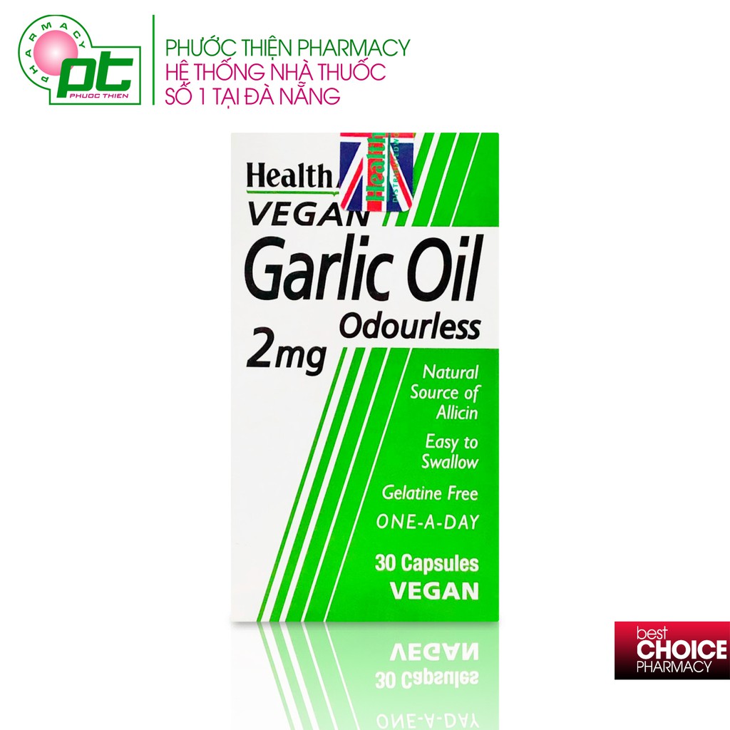 Viên Dầu Tỏi Giảm Cholesterol HealthAid Garlic Oil UK Lọ 30 Viên