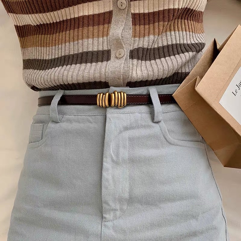 Đai váy bản nhỏ mặt vàng nốt nhạc 1.3cm Lulu shop ĐV013 dây lưng nịt áo váy đầm eo nhỏ to cài phía trước