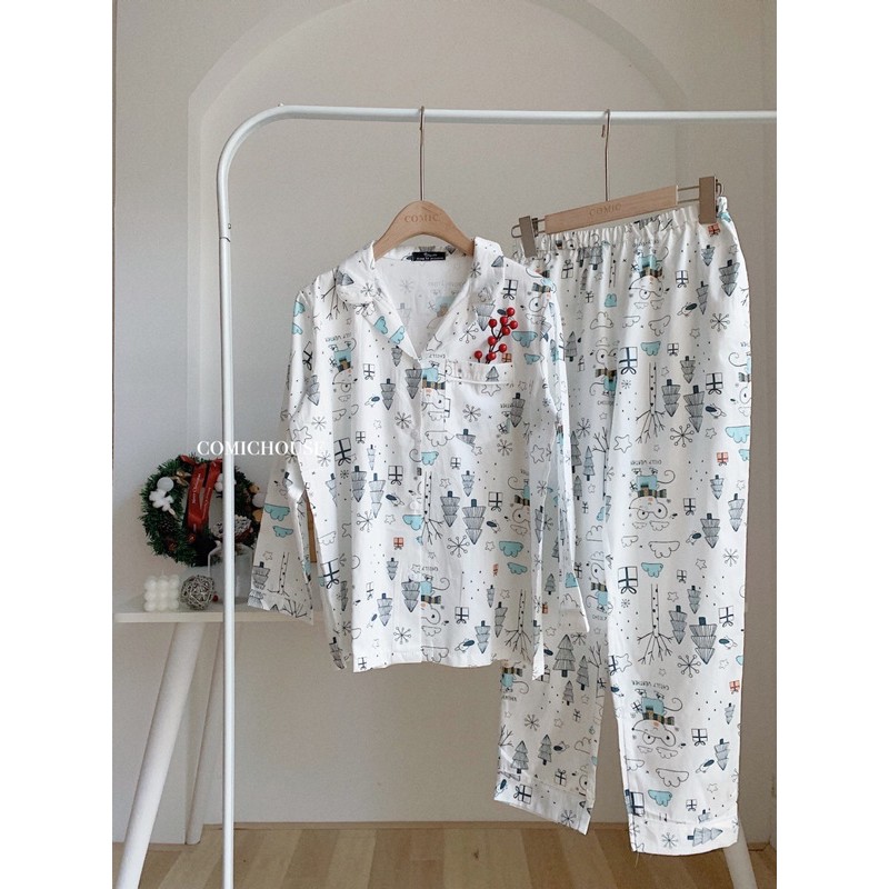 Pizama xô tre / thô nhung tay dài quần dài comic | BigBuy360 - bigbuy360.vn