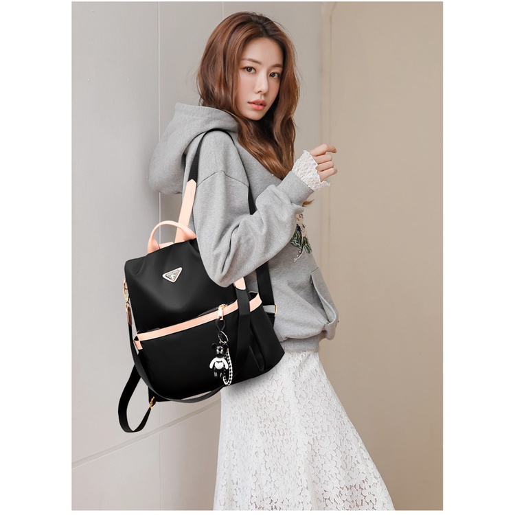 Ba Lô Chống Trộm Bằng Vải Oxford Màu Sắc Tương Phản Phong Cách Hàn Quốc Dành Cho Nữ